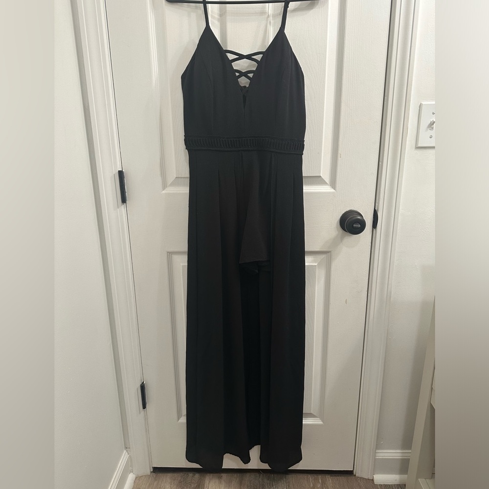 Dillard’s black romper | SIZE 3 | high low with criss-cross top
